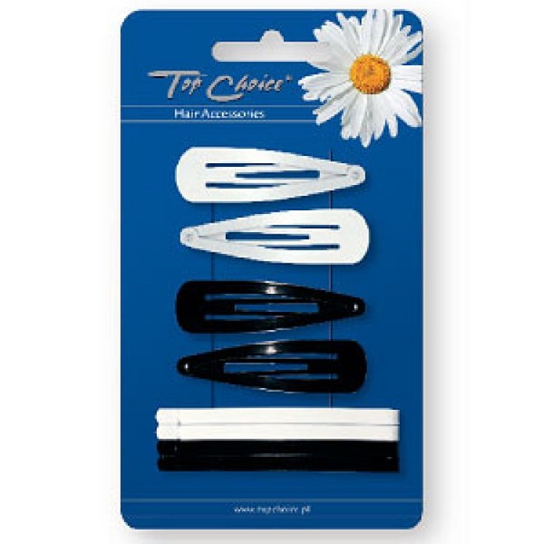 Top Choice Hairpins and Clips, Black and White, 4+4pcs